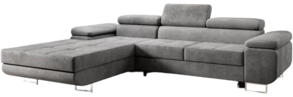 Designer Sofa Calvera mit Schlaf- und Klappfunktion (Samt) Grau Links