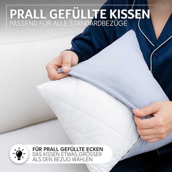 Gentle North Kopfkissen (80x80 cm groß) - 6er Set Kissen für Bett und als Dekokissen - Mit Reißverschluss für Füllung - Sofakissen - Zierkissen für Couch und Sofa - Ökotex - Waschbar bis 60° - Weiß Bild 4