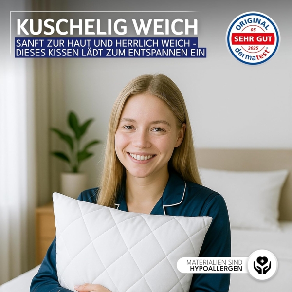 Gentle North Kopfkissen (80x80 cm groß) - 6er Set Kissen für Bett und als Dekokissen - Mit Reißverschluss für Füllung - Sofakissen - Zierkissen für Couch und Sofa - Ökotex - Waschbar bis 60° - Weiß Bild 3