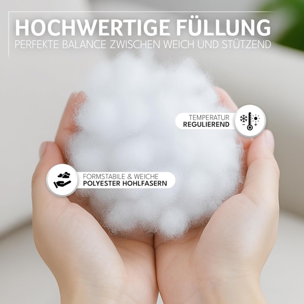 Gentle North Kopfkissen (80x80 cm groß) - 6er Set Kissen für Bett und als Dekokissen - Mit Reißverschluss für Füllung - Sofakissen - Zierkissen für Couch und Sofa - Ökotex - Waschbar bis 60° - Weiß Bild 5