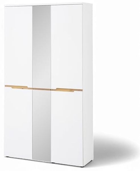 Memphis Garderobenschrank mit Spiegel in Weiß, Artisan Eiche Optik - Flurgarderoben Schrank mit viel Stauraum - 105 x 192 x 38 cm (B/H/T)