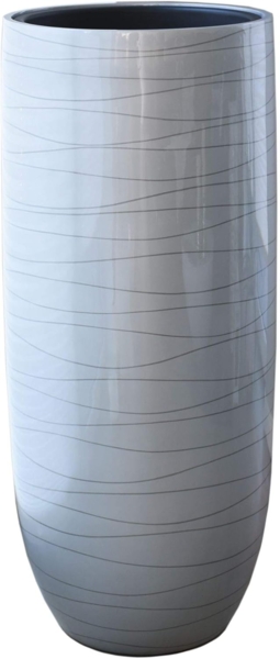 VIVANNO Bodenvase Fiberglas ASCONIA Rund, Silber Hochglanz 39x95 cm