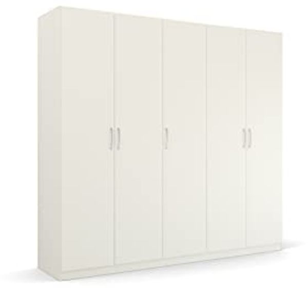 Rauch Möbel Pure by Quadra Spin Schrank Drehtürenschrank, Weiß, 5-trg, inkl. 3 Kleiderstangen, 3 Einlegeböden, BxHxT 226 x 210 x 54 cm