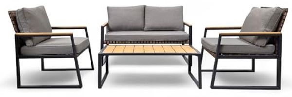 Gartenmöbel Lounge Outdoor Lounge Sitzgruppe Set 4tlg Balkon Lounge Taupe Sahara