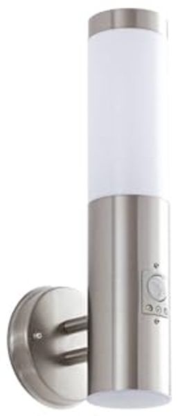 Lindby Außen-Wandleuchte Kristof, Edelstahl Alu IP44mit Bewegungsmelder, 1 x 15 W LED