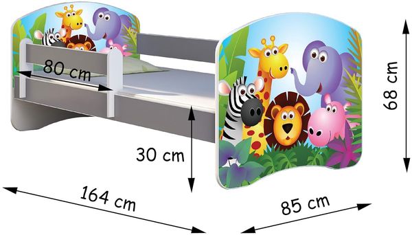 ACMA Kinderbett Jugendbett mit Einer Schublade und Matratze Grau mit Rausfallschutz Lattenrost II (18 Pony Regenbogen, 160x80) Bild 3