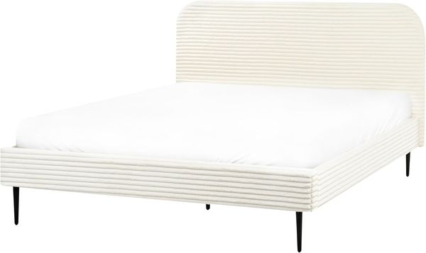 Bett mit Lattenrost Cord FLAYAT 160 x 200 cm Cremeweiß Bild 4