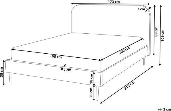 Bett mit Lattenrost Cord FLAYAT 160 x 200 cm Cremeweiß Bild 3