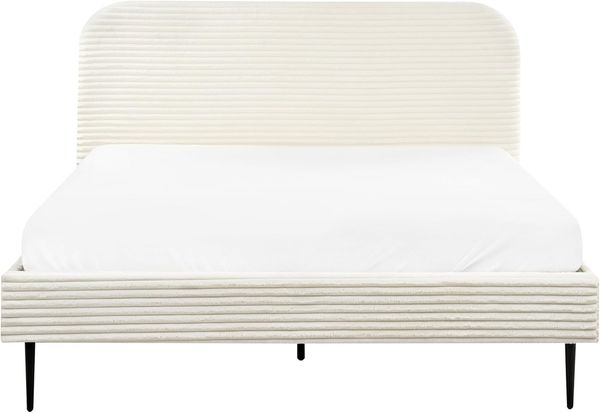 Bett mit Lattenrost Cord FLAYAT 160 x 200 cm Cremeweiß Bild 6