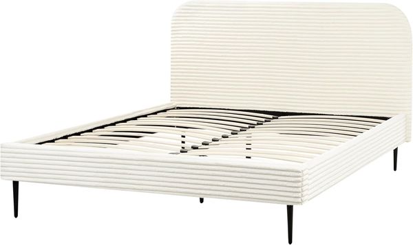 Bett mit Lattenrost Cord FLAYAT 160 x 200 cm Cremeweiß Bild 5