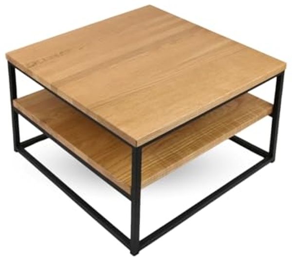 Couchtisch mit 2 Platten - Eiche / Metall - 60 x 60 x 39,5cm