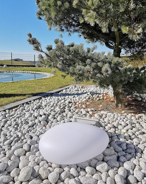 TRANGO LED Kugelleuchte, Farbwechsel, 1er Set SO-004 IP44 LED-Solar Leuchtstein - Size: 405x290x155mm Solarstein in Weiß matt mit 3000K warmweiß & RGB Farbwechsel LED *SNOWY*, Leuchtkugel, Außenleuchte, Solarleuchte, Gartenleuchte