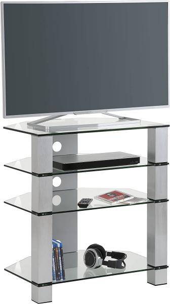 Maja TV-Rack Metall Alu - Klarglas Maße: 700 x 770 x 500 mm