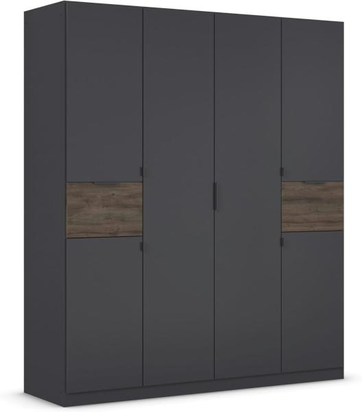 rauch Kleiderschrank, Drehtürenschrank TICAO, 6-türig, 2 Schubkästen, inkl. Türdämpferset, Grau metallic/Atlantik Oak dunkel, 181x210x54cm