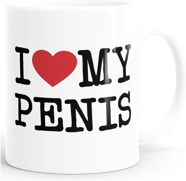 MoonWorks Tasse Kaffee-Tasse Spruch I love my Penis/Pimmel Boobs I love your Boobs/Penis Bürotasse lustige ironische Kaffeebecher MoonWorks®, Keramik