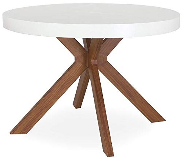 Menzzo Myriade Tisch ausziehbar, Metall, Holz/Weiß, Einheitsgröße