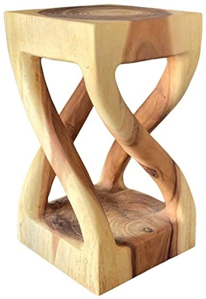 FaHome Beistelltisch Holz: Handgefertigter, Vielseitiger & Hochwertiger Holzhocker, (50cm x 28cm x 28cm) Massiv