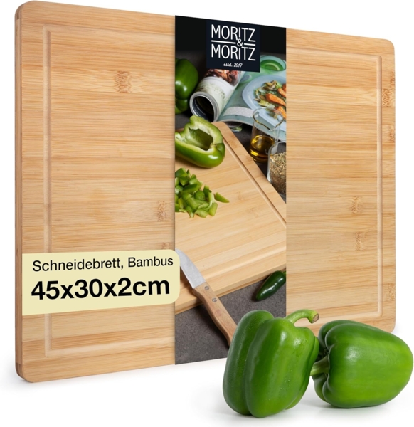 Moritz & Moritz Schneidebrett Schneidebrett Groß, Bambus, (45x34 cm, 1-St), mit Saftrille