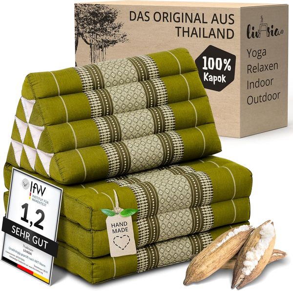 livasia Sitzsack Thaikissen 3 Auflagen (Classic) vegan und handgefertigt, 175x50x8cm, Kapok