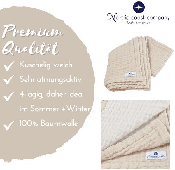 Babydecke Babydecke Musselin Kuscheldecke Puckdecke Baby & Neugeborene, Nordic Coast Company, Sommerdecke, Puck-u. Stilltuch, Einschlagdecke, Baumwolle atmungsaktiv Bild 2