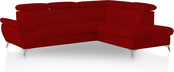 Mivano Ecksofa Gisele / Eckcouch mit Schlaffunktion, Stauraum, Armteilfunktion und Kopfteilverstellung / 256 x 83 x 209 / Kunstleder, Rot