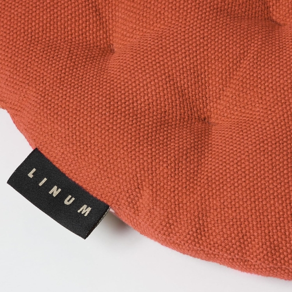 LINUM PEPPER Elegantes Rundes Sitzkissen Ø 37cm, 100% Baumwolle, Maschinenwaschbar, Rostorange Bild 2