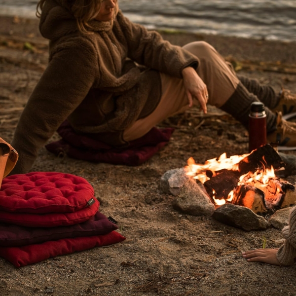 LINUM PEPPER Elegantes Rundes Sitzkissen Ø 37cm, 100% Baumwolle, Maschinenwaschbar, Rostorange Bild 3