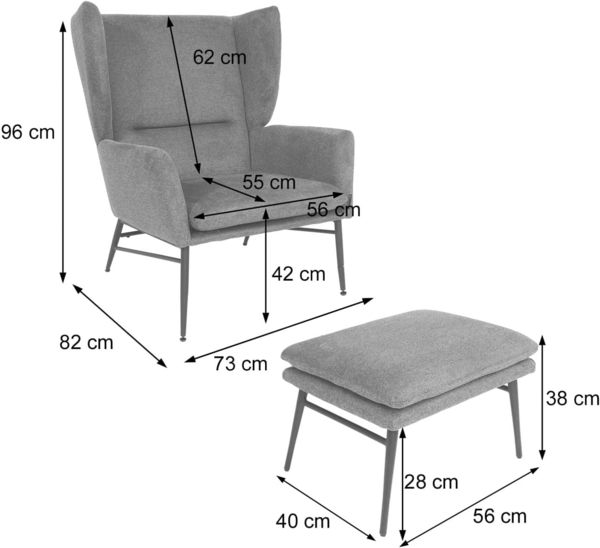 Lounge-Sessel mit Ottomane HWC-L62, Sessel Polstersessel Cocktailsessel Hocker, Stoff/Textil ~ grün Bild 2