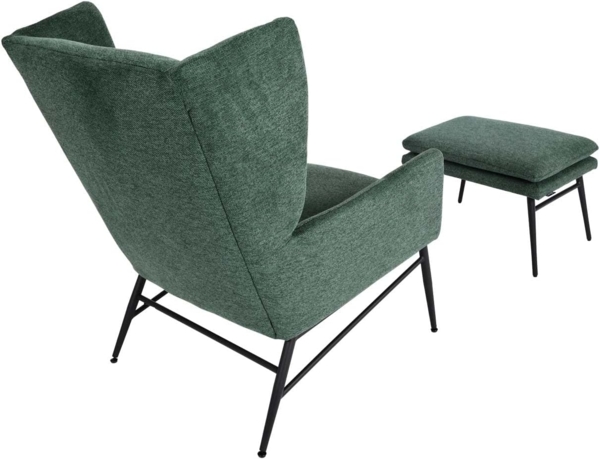 Lounge-Sessel mit Ottomane HWC-L62, Sessel Polstersessel Cocktailsessel Hocker, Stoff/Textil ~ grün Bild 6