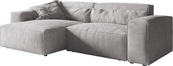 Ecksofa Sirpio XL 270x170 cm Cord Silbergrau Recamiere variabel