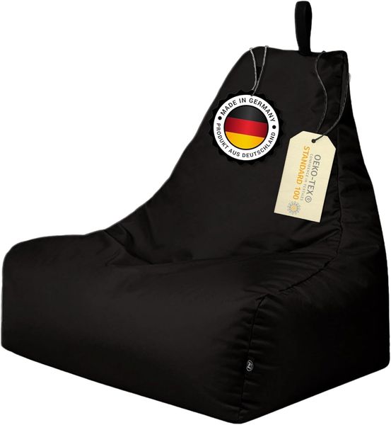 PATCH HOME Patchhome Lounge Sessel XL Gamer Sessel Sitzsack Sessel Sitzkissen In & Outdoor geeignet fertig befüllt | XL - Schwarz - in 2 Größen und 25 Farben