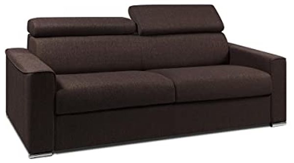 Schlafsofa 4-Sitzer Stoff VIZIR - Braun - Liegefläche mit Lattenrost: 160 cm - Matratzenhöhe: 14 cm