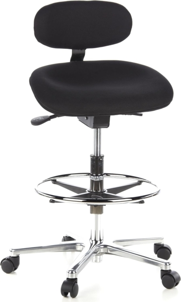 hjh OFFICE Arbeitsstuhl Arbeitshocker WORK MF Stoff Schwarz