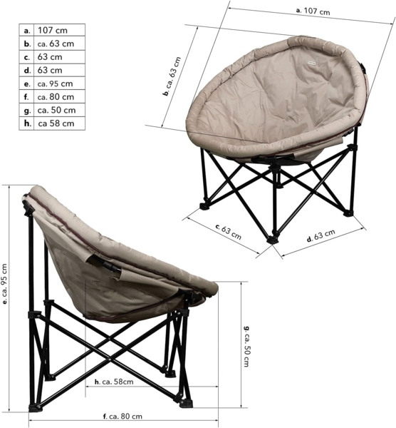 anndora Campingstuhl XXL Camping Relax Sessel Moonchair faltbar, wasserabweisende gepolsterte Sizfläche - leicht entfaltbar Bild 2