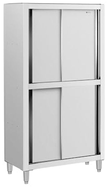 Royal Catering Vorratsschrank 100 x 50 x 180 cm Geschirrschrank Edelstahl Hochschrank Schiebetüren