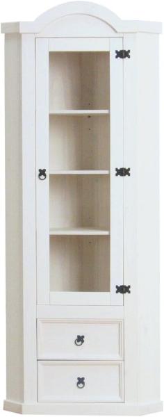 Eckschrank New Mexico Kiefer massiv weiss Mexiko Wohnzimmer Vitrine Schrank