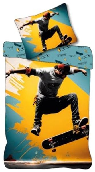 Skater Skateboard Bettwäsche Set 2 tlg 135 x 200 cm 100% Baumwolle
