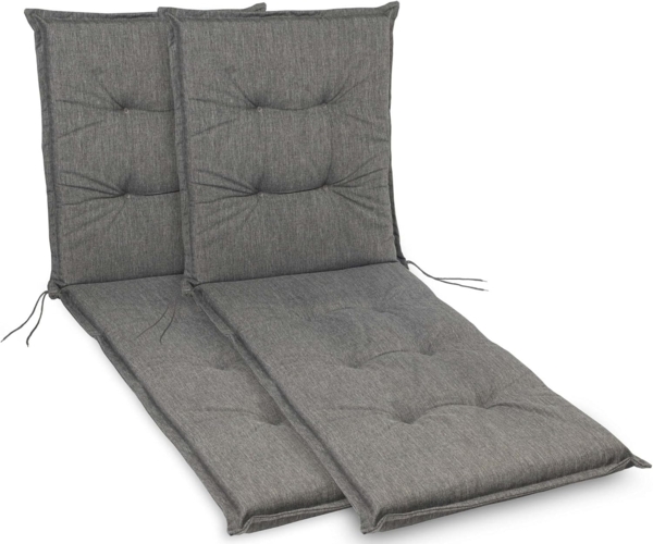 sunnypillow Liegenauflage Polsterauflagen für Gartenliege 190 x 60 x 9 cm, 2 Stück Grau UV-Lichtecht