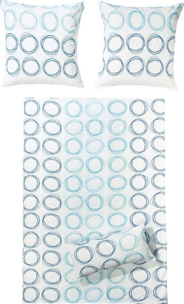 Dyckhoff Weichfrottier Bettwäsche Kreise blau | 155x200 cm + 80x80 cm