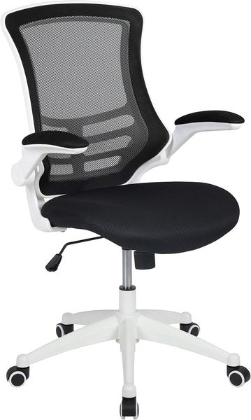 Flash Furniture Bürostuhl, Schaumstoff, Schwarzer Netzstoff, weißer Rahmen, 64. 77x62. 23x104. 78 cm