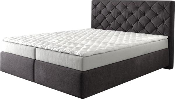 Boxspringbett Dream-Great Mikrofaser Schwarz 160x200 cm mit Matratze und Topper