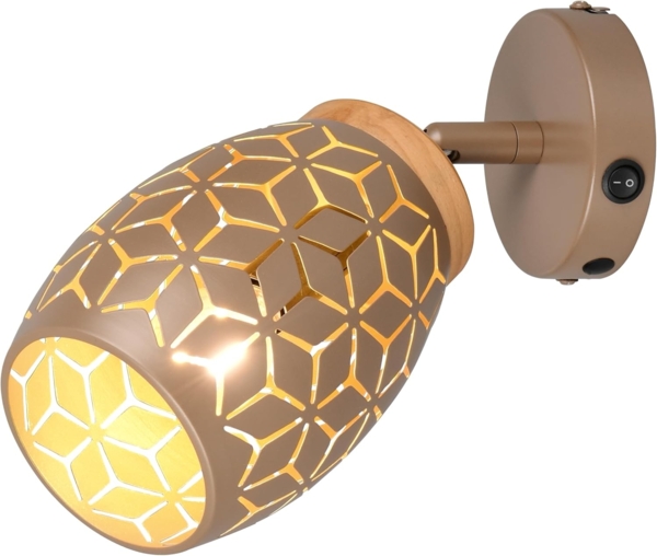 Wandstrahler BIDAR Coffee mit Schalter & Stanzmuster, Breite 12cm