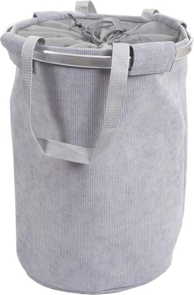 Wäschesammler HWC-C34, Laundry Wäschekorb Wäschesack Wäschebehälter mit Kordelzug, Henkel 55x39cm 65l ~ cord grau