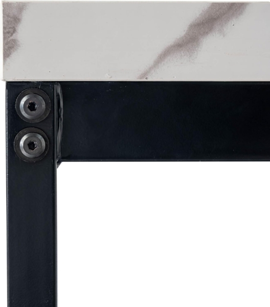 FurnitureR Esstisch 150cm Heller Luxus-Marmoreffekt-Küchentisch mit Hochleistungsmetallbeinen Moderner hölzerner rechteckiger Esstisch für 4-6 Person Esszimmer Restaurant Apartments, weißer Marmor Bild 9