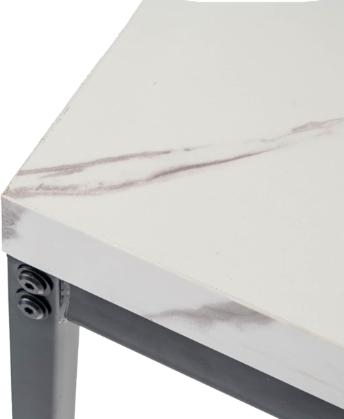 FurnitureR Esstisch 150cm Heller Luxus-Marmoreffekt-Küchentisch mit Hochleistungsmetallbeinen Moderner hölzerner rechteckiger Esstisch für 4-6 Person Esszimmer Restaurant Apartments, weißer Marmor Bild 10