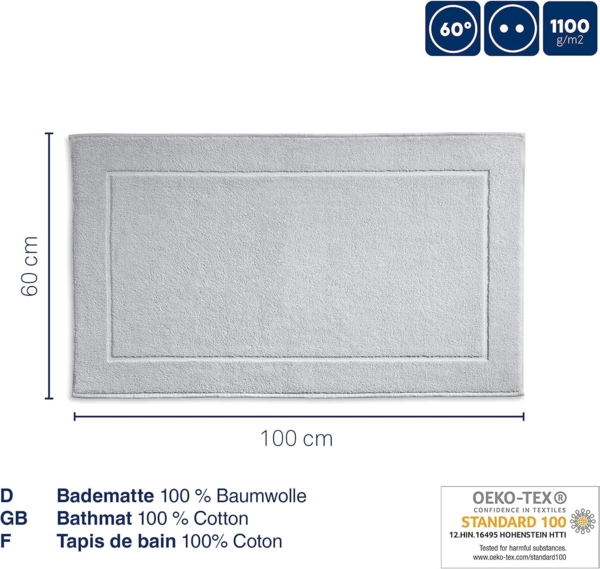 Kela Badvorleger Ladessa, 60x100 cm, 100% Baumwolle, Silbergrau, waschbar bei 60° C, für Fußbodenheizung geeignet, 23486 Bild 3