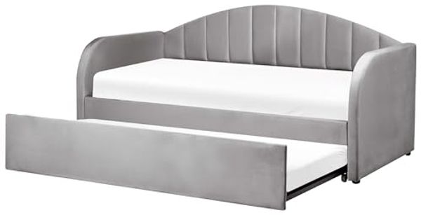 Tagesbett EYBURIE 90 x 200 cm Samtstoff Grau