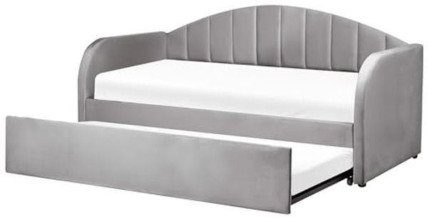 Tagesbett EYBURIE 90 x 200 cm Samtstoff Grau