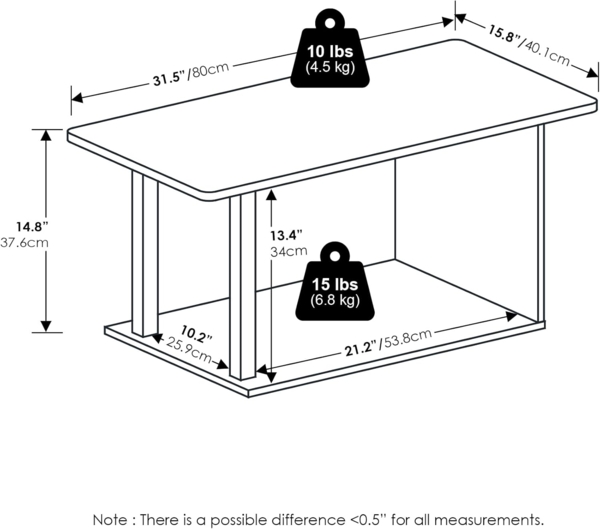 Furinno Basic Home Living Couchtisch, Weiß/Weiß Bild 3