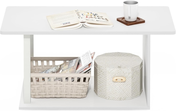 Furinno Basic Home Living Couchtisch, Weiß/Weiß Bild 4